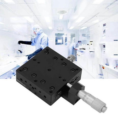 Manual Linear Stage,Cross Roller X Axis Micrometer Fine Tuning Slide Table,60x60mm Precision Optical Trimming Station in laboratory setup