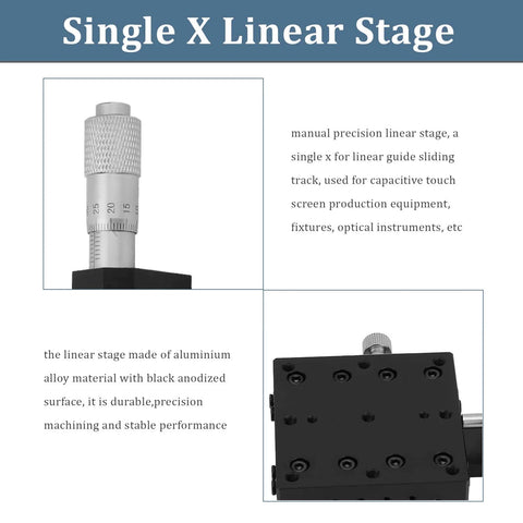 Manual Linear Stage,Cross Roller X Axis Micrometer Fine Tuning Slide Table,60x60mm Precision Optical Trimming Station