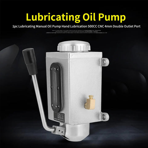 Heavy Duty Manual Lubrication Pump With Double Outlet Port 500CC CNC 4mm Oiler For Punching Machine And Lathe Machine Metal Construction