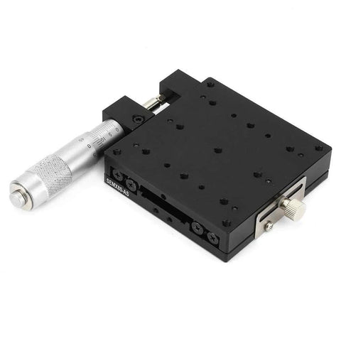 SEMX80-the Linear Step, 80x80mm X Axis Manual Precision Linear Stage with micrometer, black stage for CNC motion, 1-pack replacement