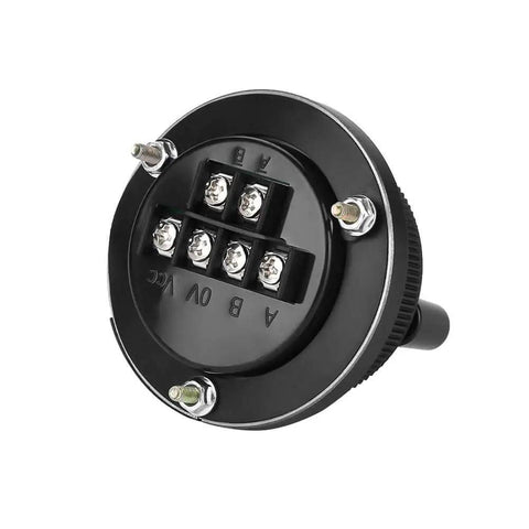 Back view of Pro Grade Handwheel Pulse Encoder For CNC Mills And Router Control, 60mm Diameter, 100PPR, 5V, Aluminum Alloy, Six Terminals.