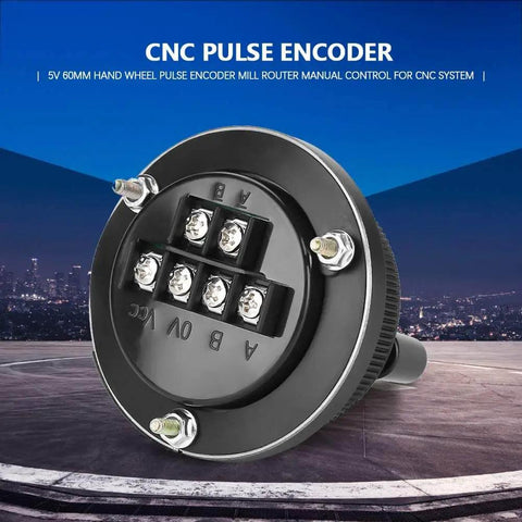 Pro Grade Handwheel Pulse Encoder For CNC Mills And Router Control, 60mm Diameter, 100PPR, 5V Aluminum Alloy, Six Terminals, Black