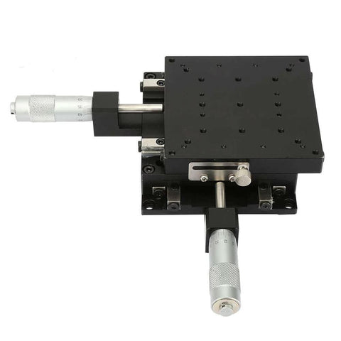 ✝️ Linear Stage, SEMY100-AC 100 * 100 * 40mm Micrometer Manual Slide Table Trimming Cross Roller XY Linear Stage front view