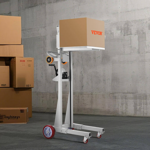 Material Lift Winch Stacker For Warehouse Use 400 Lb Capacity Pallet Truck Dolly 51.1 Inch Max Lift Height Manual Winch Stacker