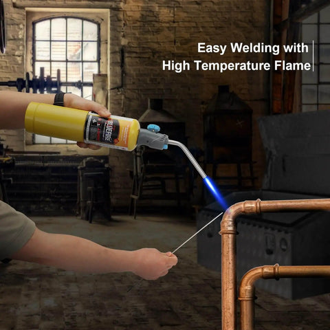 Modern MAPP Gas Cylinder 14.1 Oz For Brazing And Welding Hotter Than Propane With Longer Burning Time And Higher BTU From BLUEFIRE 3600F Max With Oxygen 4 Pack Bundles used in welding copper pipes with torch.