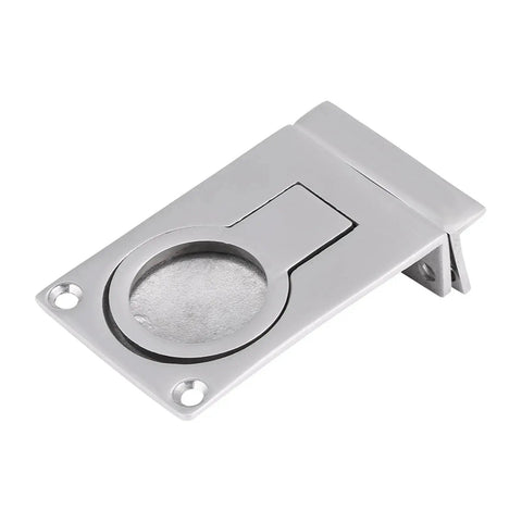 Stainless steel ring-handle flush hatch lock for boats, mirror-polished 316 marine-grade cabinet pull