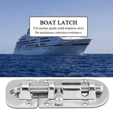 Hapivida marine boat door latch, 316 stainless steel slide bolt, 90mm replacement for boat window locking mechanism