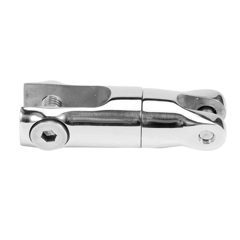 Stainless steel anchor rotating connector swivel, side view, for 6-8 mm boat chain; double-joint deck hardware