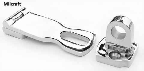 Marine Grade Stainless Steel Heavy Duty Door Hasp With Turning Padlock Eye Mount, corrosion-resistant 316L latch parts display