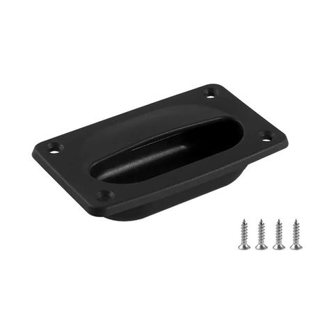 Black ABS embedded deck latch, marine-grade oval recessed, includes four mounting screws