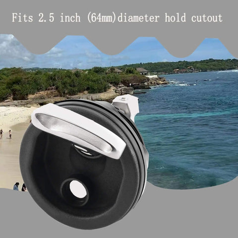 Durable marine cam latch with flush mount fits 2.5 inch hole, crafted from tough nylon with stainless steel cam bars