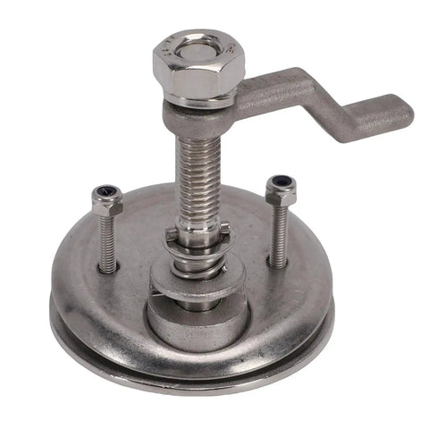 Front view: UPALDHOU boat cam latch, marine-grade 316 stainless steel, lever handle, red dot indicator.
