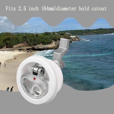 Marine Grade White Nylon Boat Cam Latch With O Handle Flush Mount Fits Two And A Half Inch Hole Non Locking Latch Durable