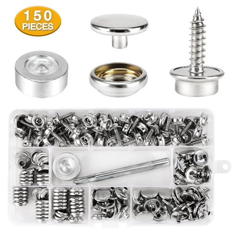 Dope Canvas Snap Kit With Marine Grade Stainless Steel Snaps And Screws 150 Piece Set for Boat Covers and Outdoor Furniture