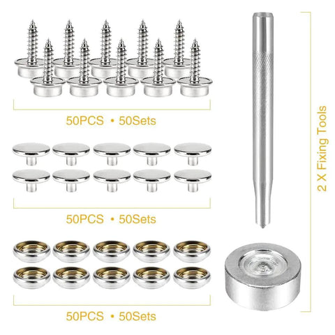 Dope Canvas Snap Kit With Marine Grade Stainless Steel Snaps And Screws 150 Piece Set for boat covers and outdoor furniture
