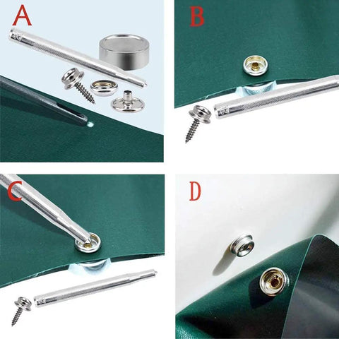 Dope Canvas Snap Kit With Marine Grade Stainless Steel Snaps And Screws 150 Piece Set for Boat Covers and Outdoor Furniture in Use