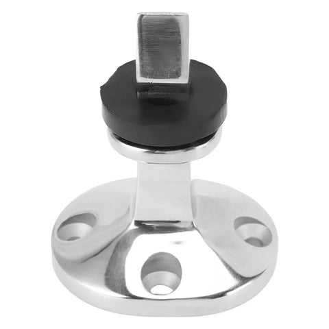 Door stopper catch and holder, 316 stainless steel marine-grade base with mounting holes, polished finish.