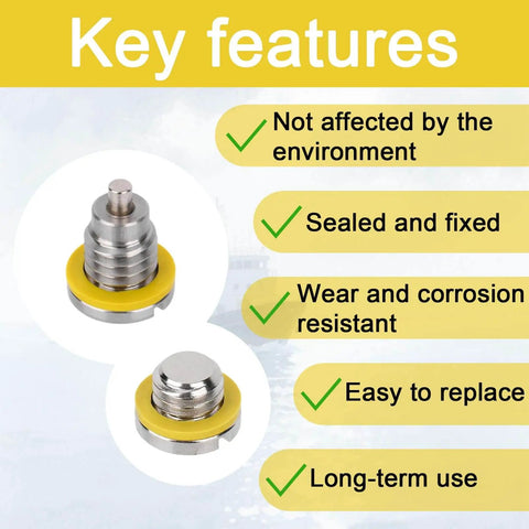 Close-up of two 4 Pack Marine Lower Unit Drain Plugs For Mercury MerCruiser Outboard Gear Case with highlighted features