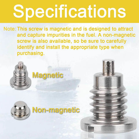 4 Pack Marine Lower Unit Drain Plugs For Mercury MerCruiser Outboard Gear Case Thread Size Three Eighths By Sixteen With Gaskets Magnetic And Non Magnetic Screws Kit For Quick Leak Proof Seal And Easy Maintenance, showing magnetic and non-magnetic plugs