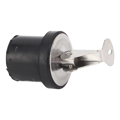 Side view of Keenso 19mm compression drain plug with stainless steel body and black rubber seal