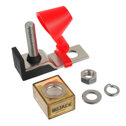 Beefed Up Terminal Fuse Block For Marine And Vehicle Use, 250A Battery Fuse Holder with red cap, M8 studs, and mounting hardware