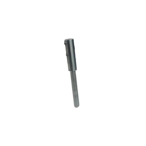 Marine Grade Threaded 3 8 16 Set Screw Stud For One Quarter Inch Stainless Wire, side view, showcasing stainless steel T316 material