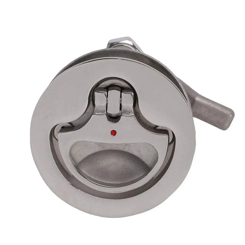 Boat cam latch, round stainless steel hatch latch with red indicator dot and adjustable arm