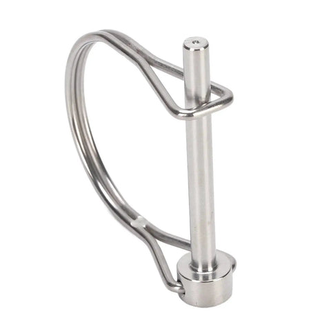 Two-pack marine-grade 316 stainless steel safety coupler pins with wire loop, 6.3x50mm.