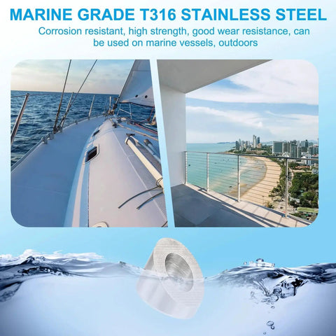 1/4 37 Degree Beveled Washer For Cable Railing T316 Stainless Steel 10 Pack, with yacht and balcony railing views