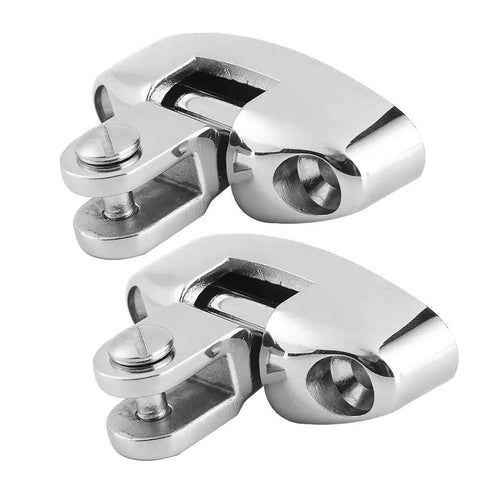 Pair of stainless steel Bimini top deck hinges with 180-degree rotation for marine use