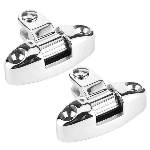Pair of stainless steel Bimini top deck hinges, 180-degree rotating marine-grade hardware