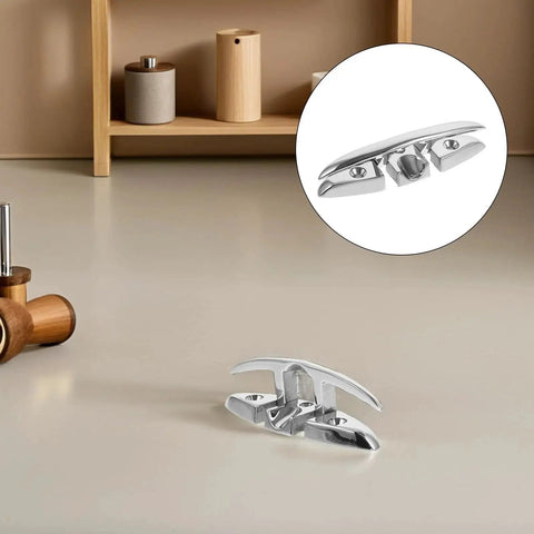Hohopeti 2pcs 5-inch folding marine-grade stainless steel boat dock cleats for rope mooring