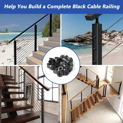 Marine Grade Stainless Steel Angle Beveled Washer 0.35 Inch ID For 5/16 Cable shown in cable railing installations