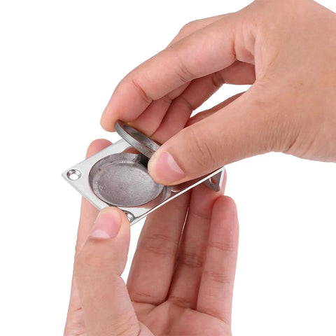Stainless steel ring pull for flush hatch, 57x40mm, mirror-polished marine cabinet hardware