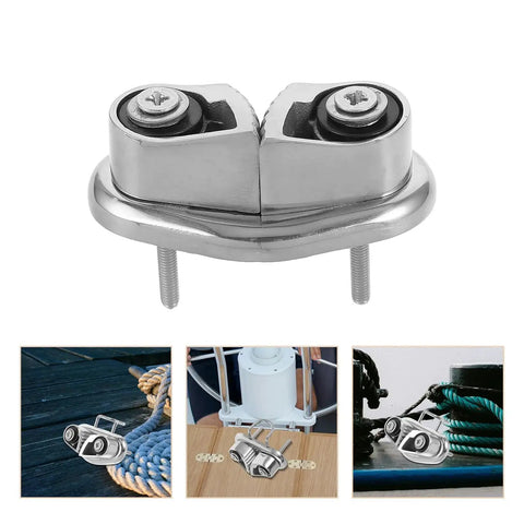 Cam cleat front view, Veemoon stainless steel 316 marine-grade polished deck hardware