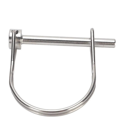 Side view of marine-grade 316 stainless locking pin with wire loop, 6.3x50mm.