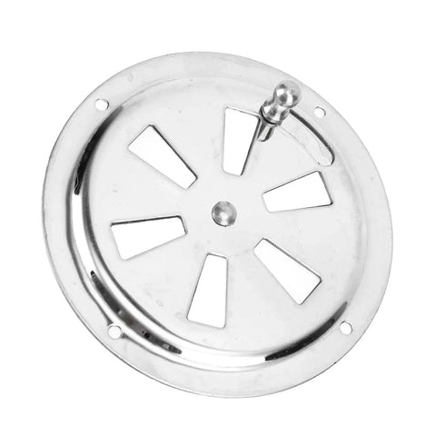 Round stainless steel marine vent grille with side knob, 4-inch boat vent cover