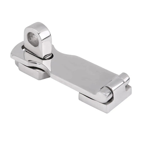 ZASCHMOY boat locker latch clamp in polished 316 stainless steel, 75mm marine hatch fastener.