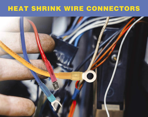 Marine Grade Heat Shrink Wire Connectors Kit with 520 pieces for 16 14, 22 16, 12 10 gauge crimp insulated connectors in use.