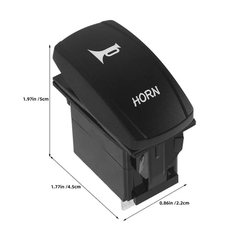 Two TOMETURE marine-grade horn push-button switches, black plastic, momentary, for boat/yacht applications