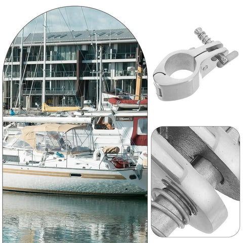 Healifty hinged stainless steel jaw slide clamp for bimini canopy; 2pcs boat canopy hardware close-up views