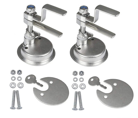 Two Piece marine cam latch set in 316 stainless steel with two keys and straight plus offset arms for secure boat hatch closures