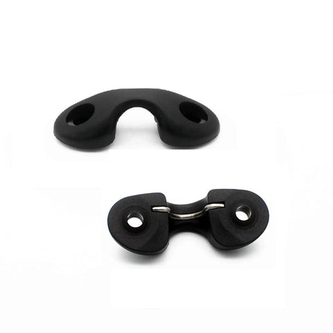 Avejjbaey nylon rope clamp cleat for marine use, black, two mounting holes (front view)