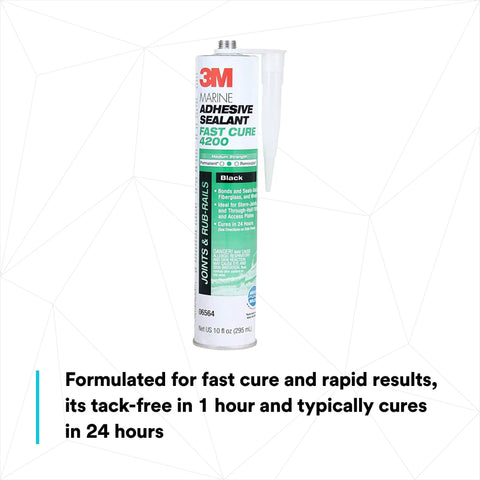 Marine Adhesive Sealant Fast Cure 4200 Semi Permanent Flexible Sealant For Boats And RVs White Go To Quick Cure Bonds Joints Above And Below Waterline Waterproof And Durable Formula Long Lasting Hold 295 mL Cartridge