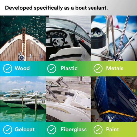 Heavy Duty Marine Grade Silicone Sealant For Boats And RVs Above The Waterline Sealant Clear Flexible And Tough That Sticks To Bare Or Painted Metal Glass Fiberglass Plastics And Wood 3 Fl Oz Tube uses