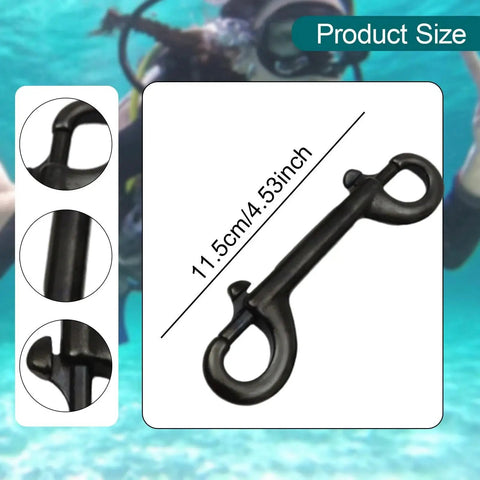 Double-ended black marine-grade stainless steel hook, 11.5 cm long, for dog feed bucket and garage use.