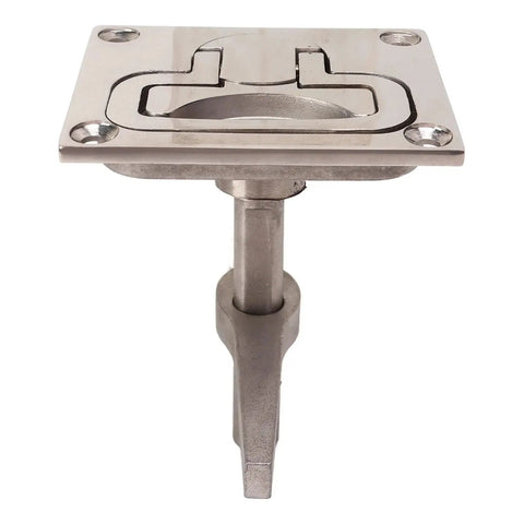 Boat Cam Latch flush pull hatch latch, 316 stainless steel marine hardware with lift handle, front view