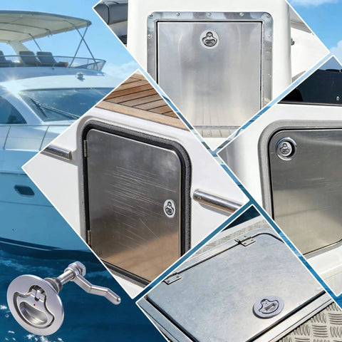 Premium 316 marine stainless steel cam latch features a back plate and flush pull for secure, corrosion resistant deck hatches on boats, yachts or RVs; includes installation screws for easy mounting