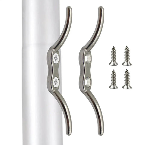 Amazon flagpole cleat hooks, two-piece marine-grade stainless steel set with screws for boat rope securing