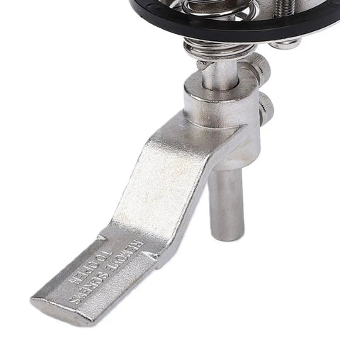 Stainless steel flush floor hatch lock lever with spring-loaded cam latch for marine hatch